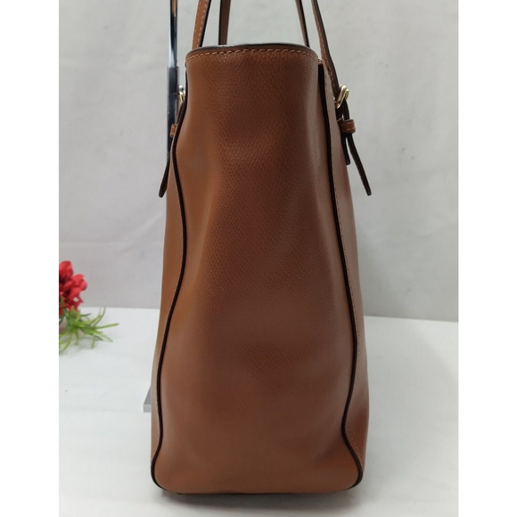 Coach Brown Pebbled Leather Turnlock Double Handles Large Tote Shoulder Bag - Picture 6 of 16